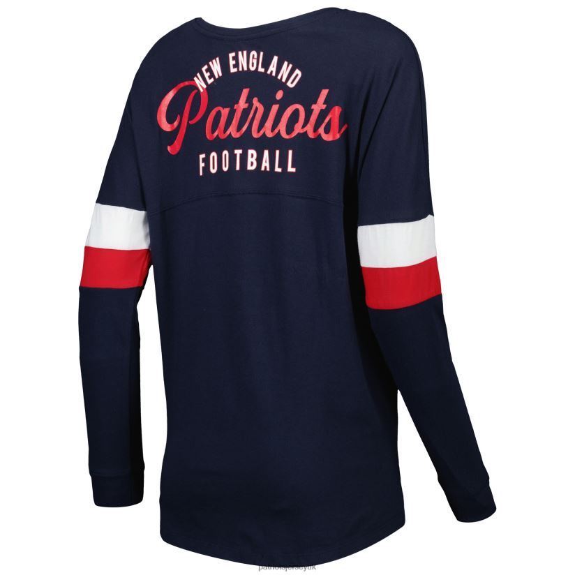 New Era Navy Athletic Varsity Lightweight Lace-Up Long Sleeve T-Shirt Women Patriots Jersey Clothing 6B6H8J2762