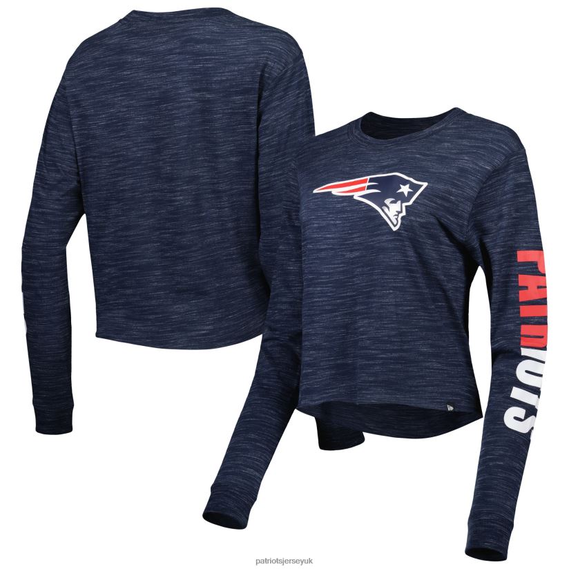 New Era Navy Crop Long Sleeve T-Shirt Women Patriots Jersey Clothing 6B6H8J2731