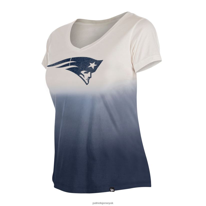New Era Navy Dip Dye V-Neck T-Shirt Women Patriots Jersey Clothing 6B6H8J2636
