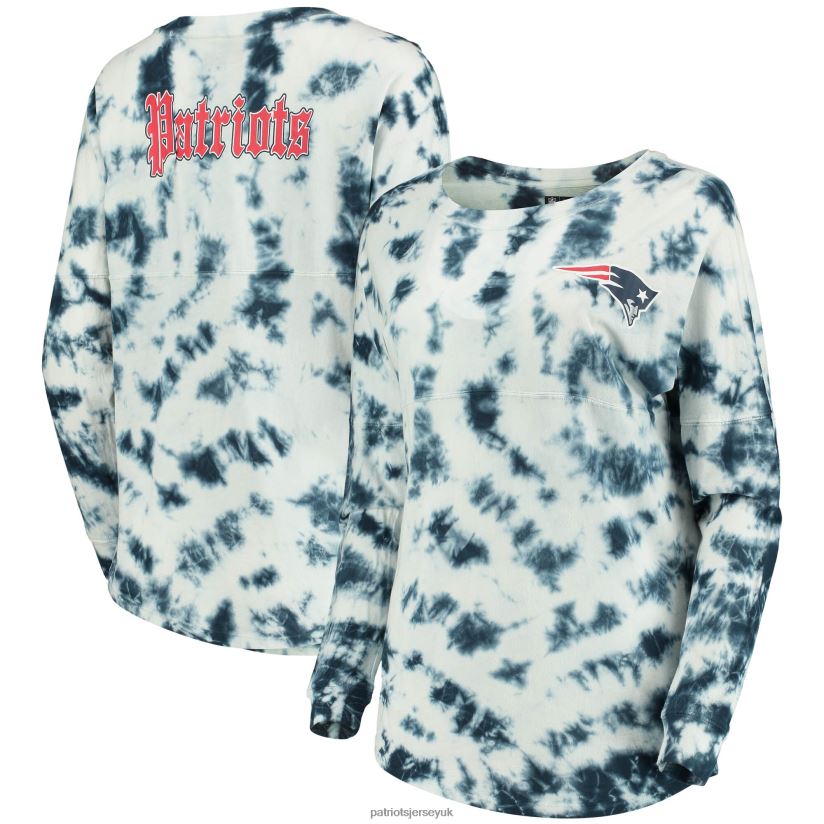 New Era Navy Tie-Dye Long Sleeve T-Shirt Women Patriots Jersey Clothing 6B6H8J2756