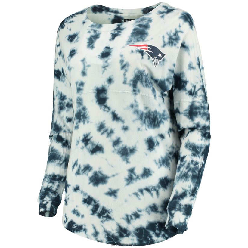 New Era Navy Tie-Dye Long Sleeve T-Shirt Women Patriots Jersey Clothing 6B6H8J2756