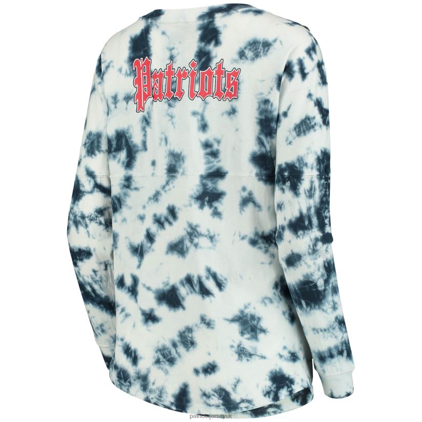 New Era Navy Tie-Dye Long Sleeve T-Shirt Women Patriots Jersey Clothing 6B6H8J2756
