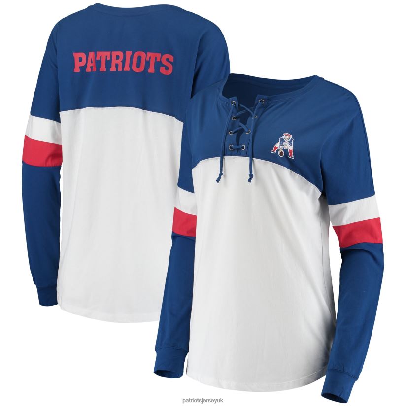 New Era Royal/White Athletic Historic Varsity Lace-Up T-Shirt Women Patriots Jersey Clothing 6B6H8J2749