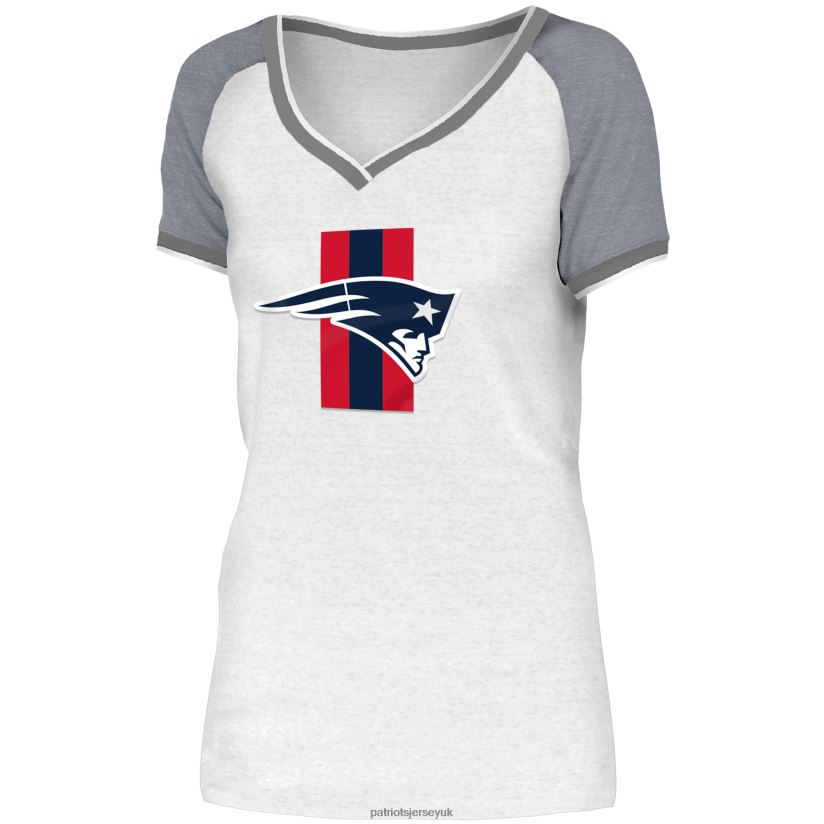 New Era White/Gray Training Camp Raglan V-Neck T-Shirt Women Patriots Jersey Clothing 6B6H8J2766