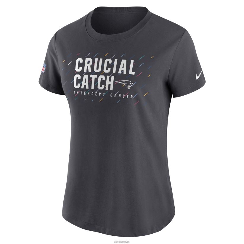 Nike Anthracite 2021 NFL Crucial Catch Performance T-Shirt Women Patriots Jersey Clothing 6B6H8J2777