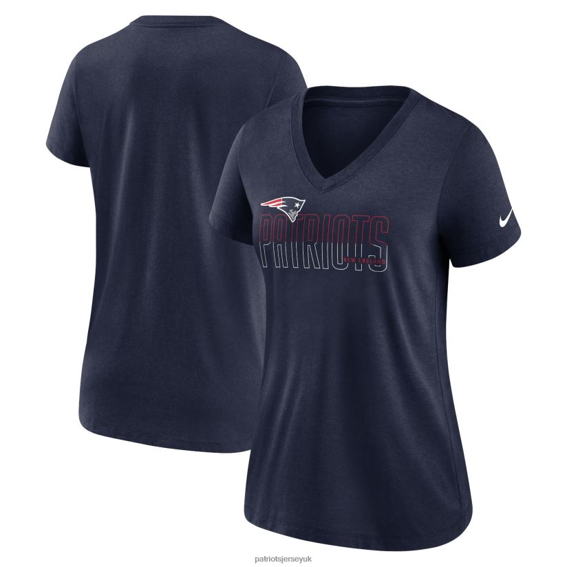 Nike Heathered Navy Lock Up Tri-Blend V-Neck T-Shirt Women Patriots Jersey Clothing 6B6H8J2684
