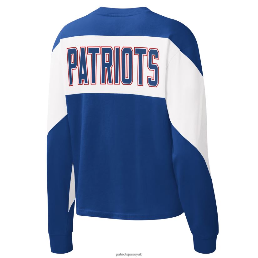 Starter Royal Insight Crop Tri-Blend Long Sleeve T-Shirt Women Patriots Jersey Clothing 6B6H8J2678
