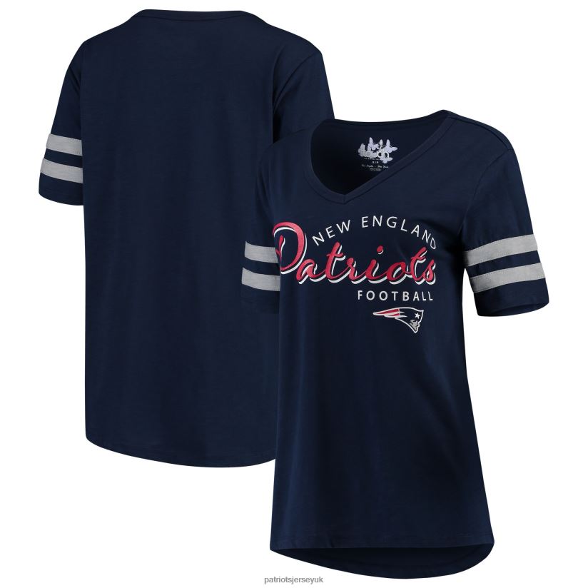 Touch Navy Triple Play V-Neck T-Shirt Women Patriots Jersey Clothing 6B6H8J2760