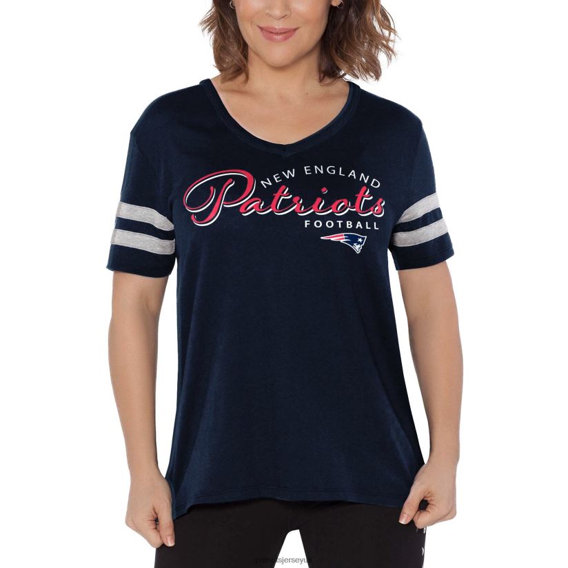 Touch Navy Triple Play V-Neck T-Shirt Women Patriots Jersey Clothing 6B6H8J2760