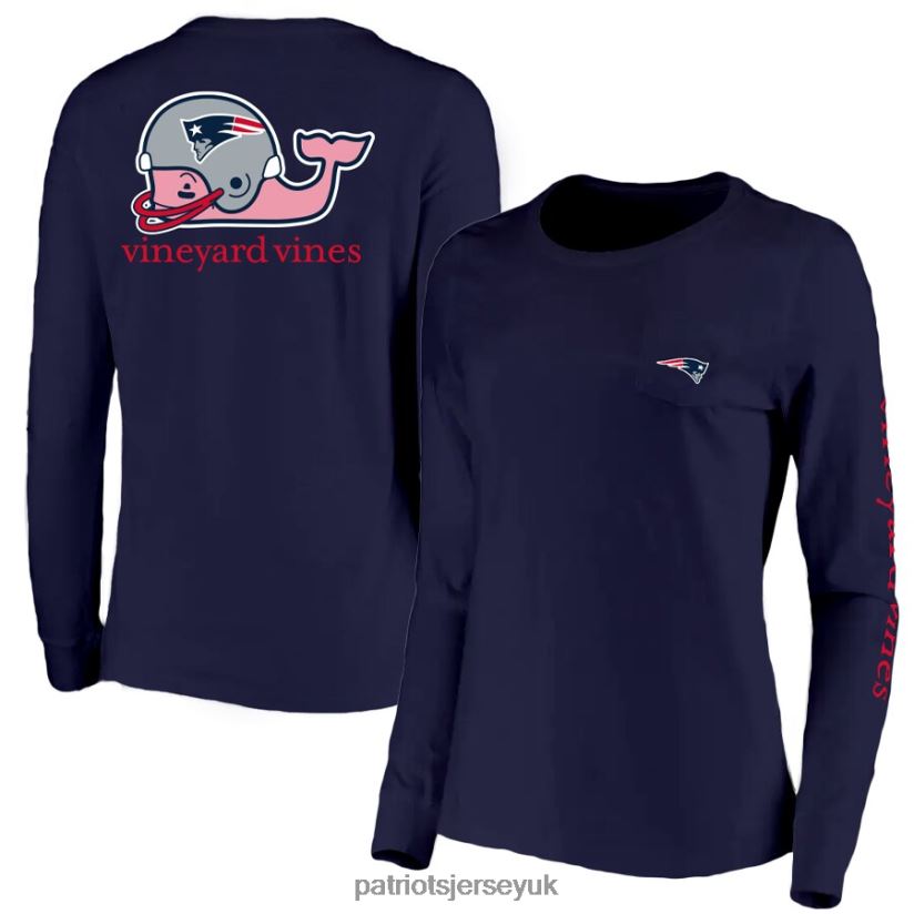 Vineyard Vines Navy Helmet Long Sleeve T-Shirt Women Patriots Jersey Clothing 6B6H8J2677