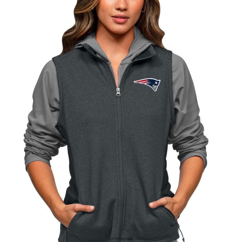 Antigua Heathered Charcoal Closure Full-Zip Vest Women Patriots Jersey Clothing 6B6H8J983
