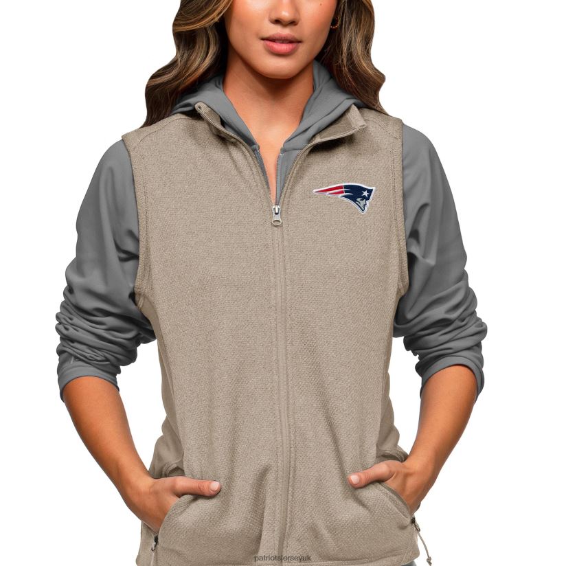 Antigua Oatmeal Closure Full-Zip Vest Women Patriots Jersey Clothing 6B6H8J982
