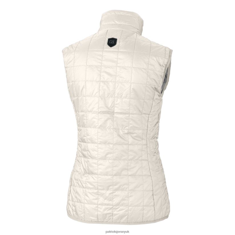 Cutter & Buck Cream Helmet Logo Rainier PrimaLoft Eco Insulated Full-Zip Puffer Vest Women Patriots Jersey Clothing 6B6H8J864
