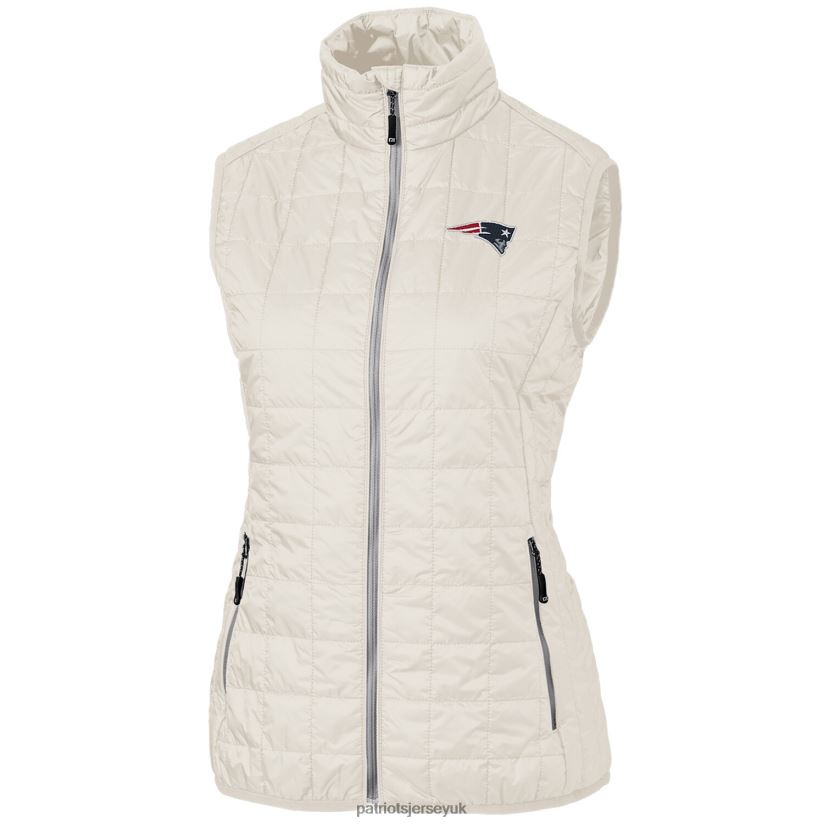 Cutter & Buck Cream Rainier PrimaLoft Eco Full-Zip Vest Women Patriots Jersey Clothing 6B6H8J1075