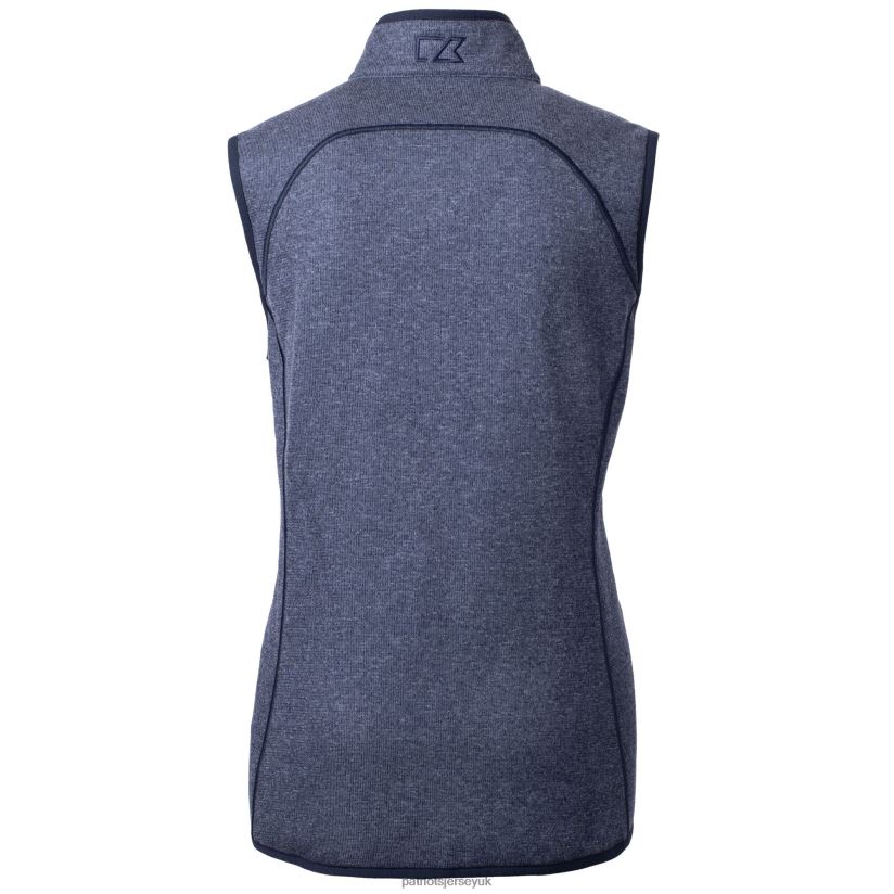 Cutter & Buck Heathered Navy Mainsail Basic Sweater Knit Fleece Full-Zip Vest Women Patriots Jersey Clothing 6B6H8J1043