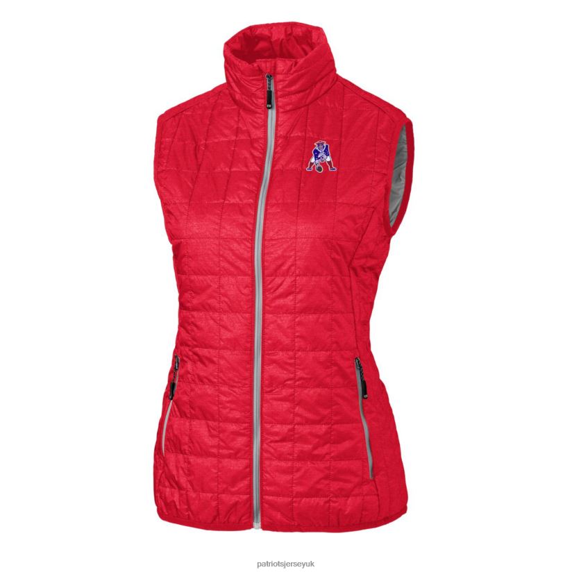 Cutter & Buck Red Throwback Logo Rainier PrimaLoft Eco Full-Zip Puffer Vest Women Patriots Jersey Clothing 6B6H8J1062