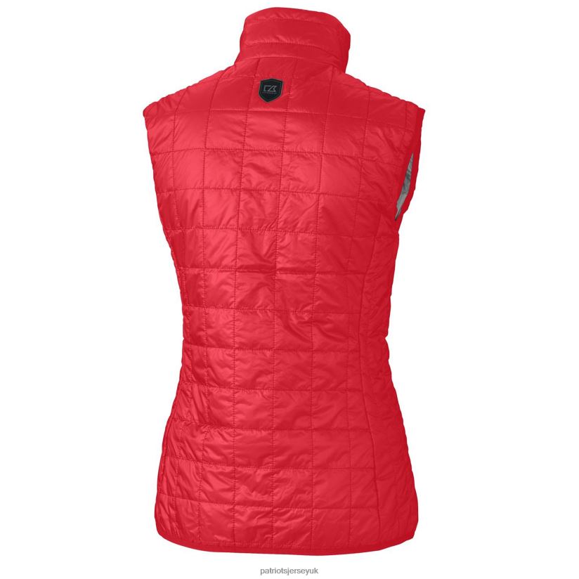 Cutter & Buck Red Throwback Logo Rainier PrimaLoft Eco Full-Zip Puffer Vest Women Patriots Jersey Clothing 6B6H8J1062