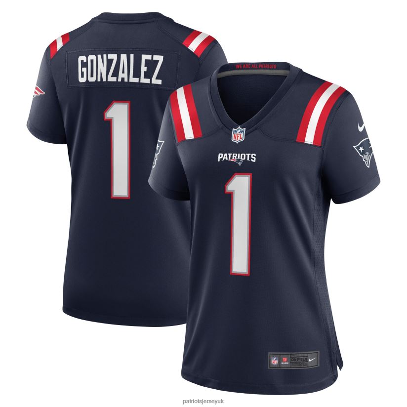 Nike Christian Gonzalez Navy 2023 NFL Draft First Round Pick Game Jersey Women Patriots Jersey Clothing 6B6H8J1188