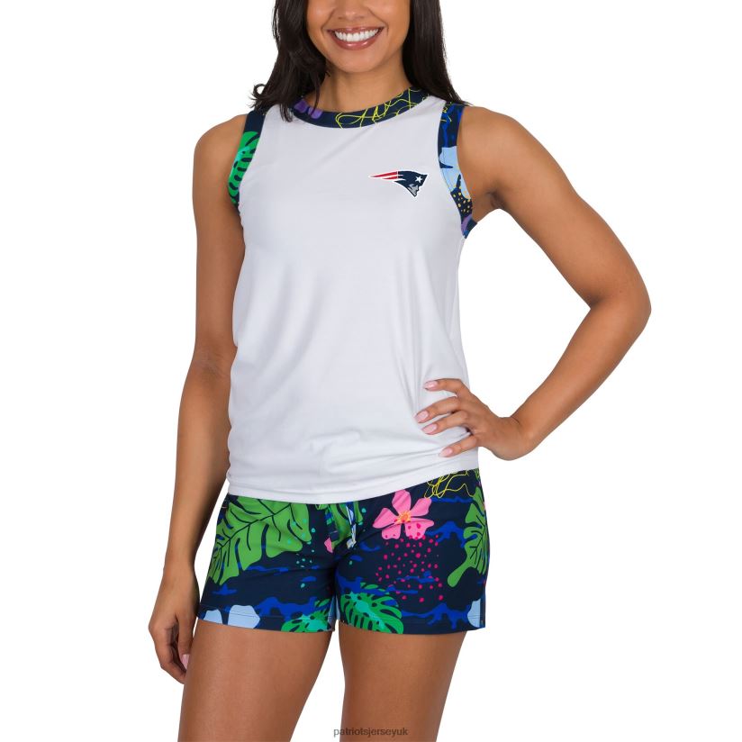 Concepts Sport White Roamer Knit Tank Top & Shorts Set Women Patriots Jersey Clothing 6B6H8J2711