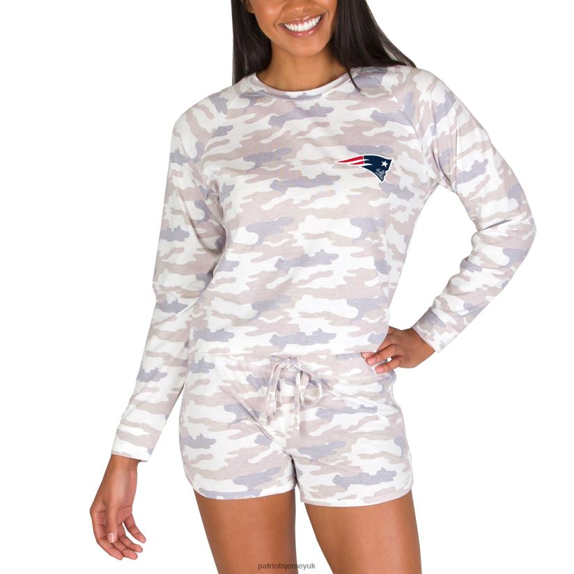 Concepts Sport Camo Encounter Long Sleeve Top & Short Set Women Patriots Jersey Clothing 6B6H8J2878
