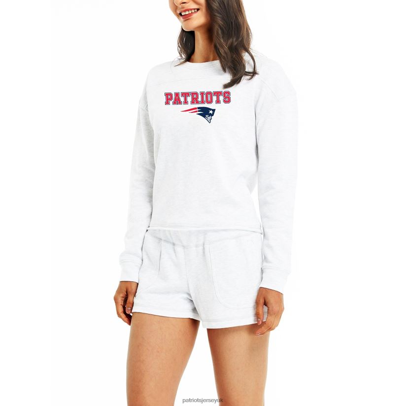 Concepts Sport Cream Crossfield Long Sleeve Top & Shorts Set Women Patriots Jersey Clothing 6B6H8J2890