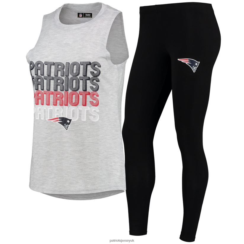 Concepts Sport Heathered Gray/Black Profound Tank Top & Leggings Sleep Set Women Patriots Jersey Clothing 6B6H8J2869