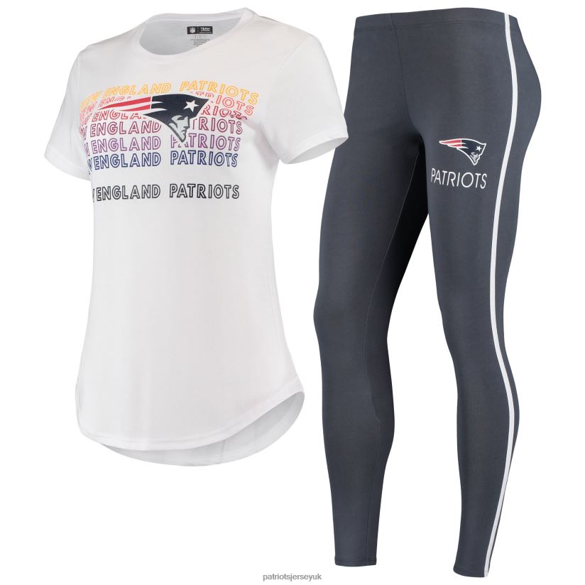 Concepts Sport White/Charcoal Sonata T-Shirt & Leggings Lounge Set Women Patriots Jersey Clothing 6B6H8J2889