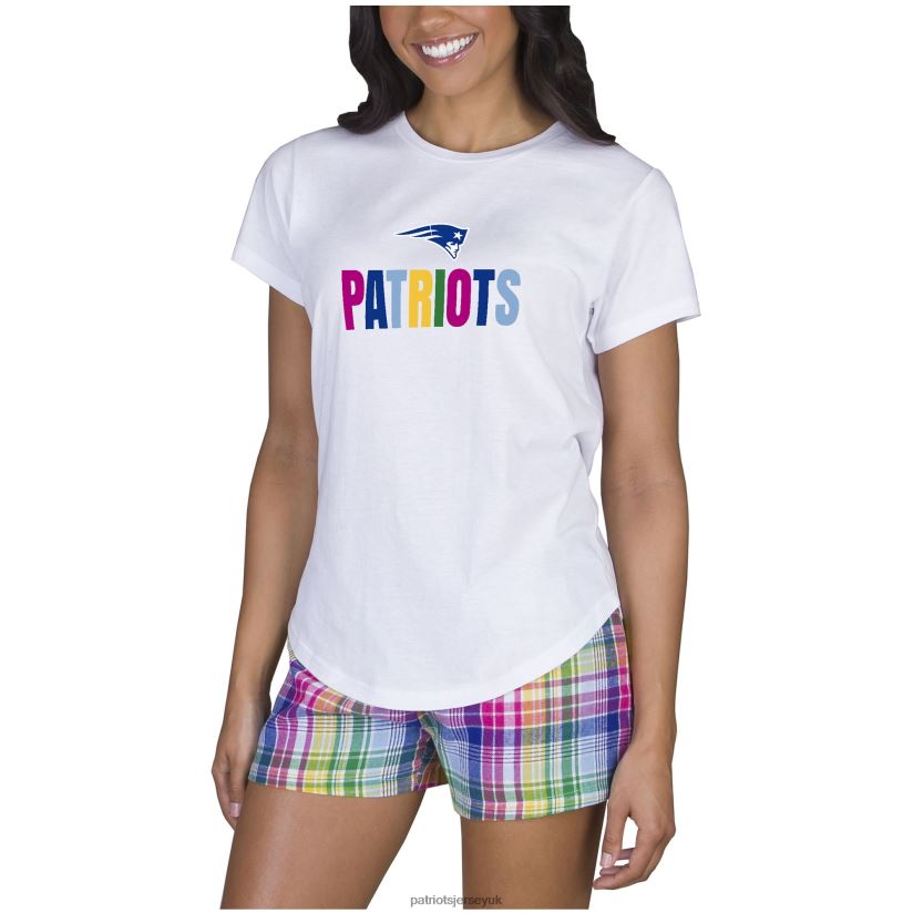 Concepts Sport White Razzle Sleepwear Top & Shorts Set Women Patriots Jersey Clothing 6B6H8J2867
