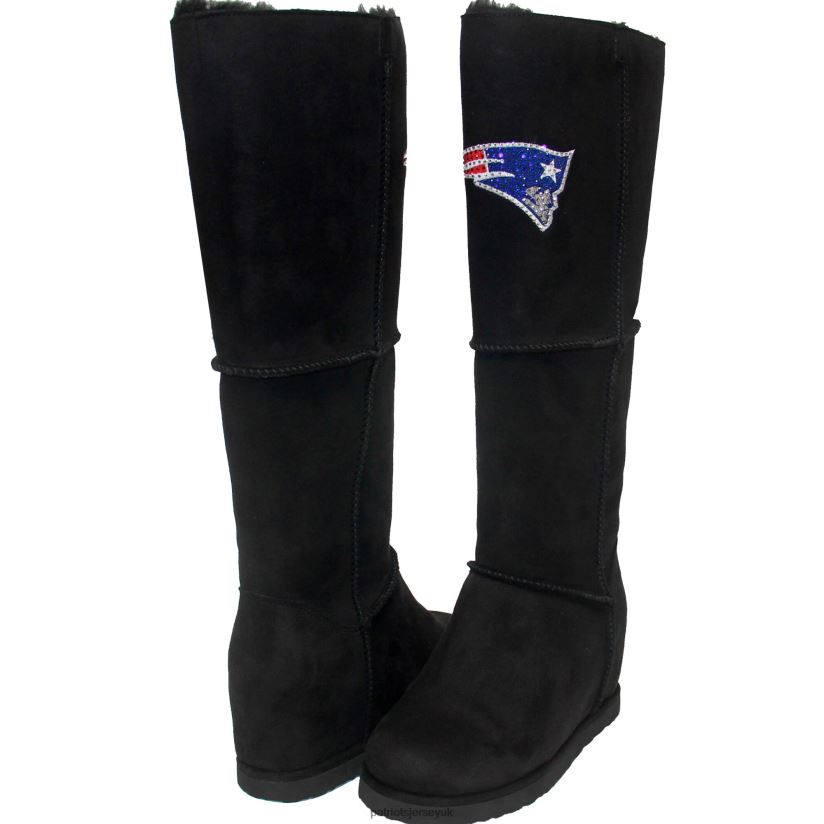 Cuce Black Suede Knee-High Boots Women Patriots Jersey Footwear 6B6H8J2238